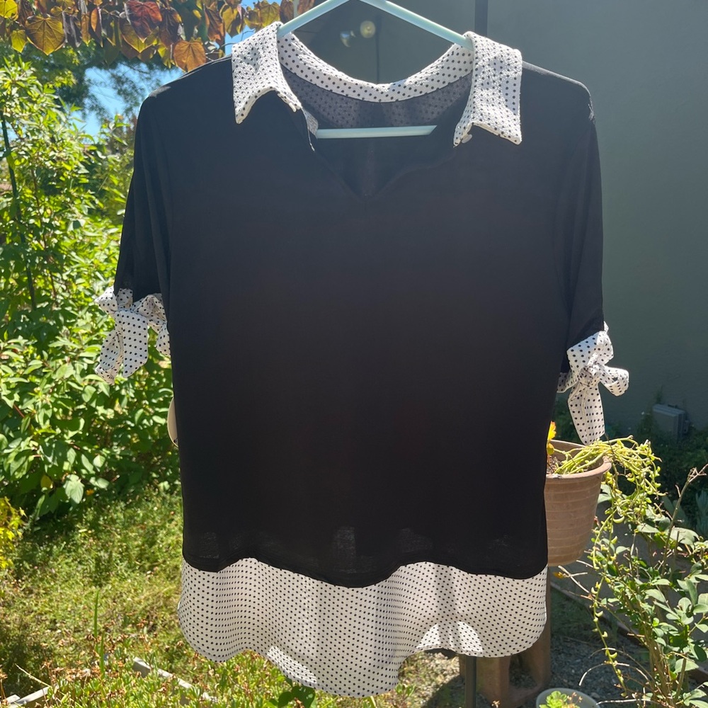 Misia Black and White Polka Dot Blouse
